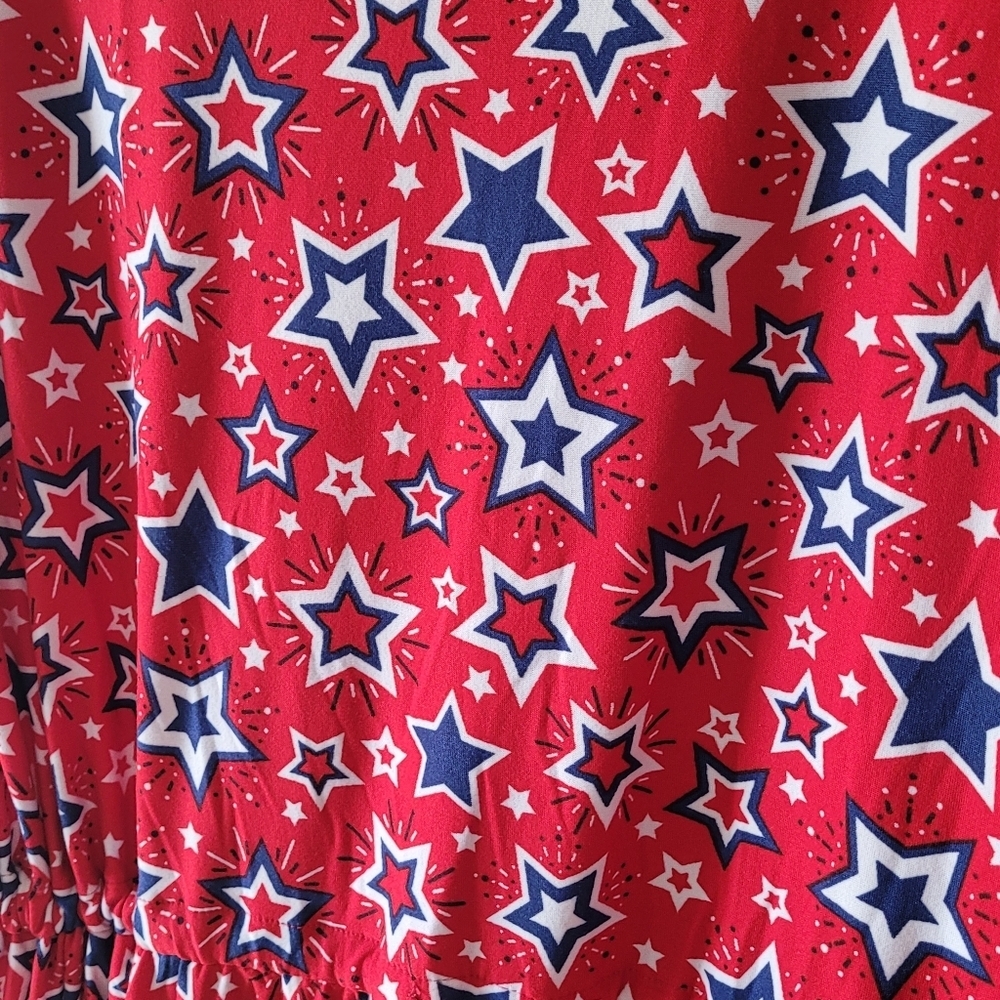 Allison Brittany Patroitic 4th of July Stars and Stripes Knit Dress Red Wht Blue - Picture 4 of 4
